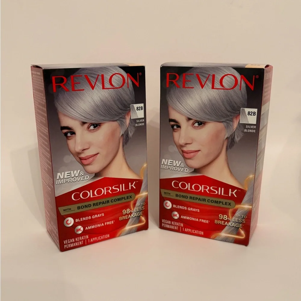 New Revlon Colorsilk Hair Dye Silver Blonde 82B 2 Pack Bundle Hair Color - Picture 5 of 9